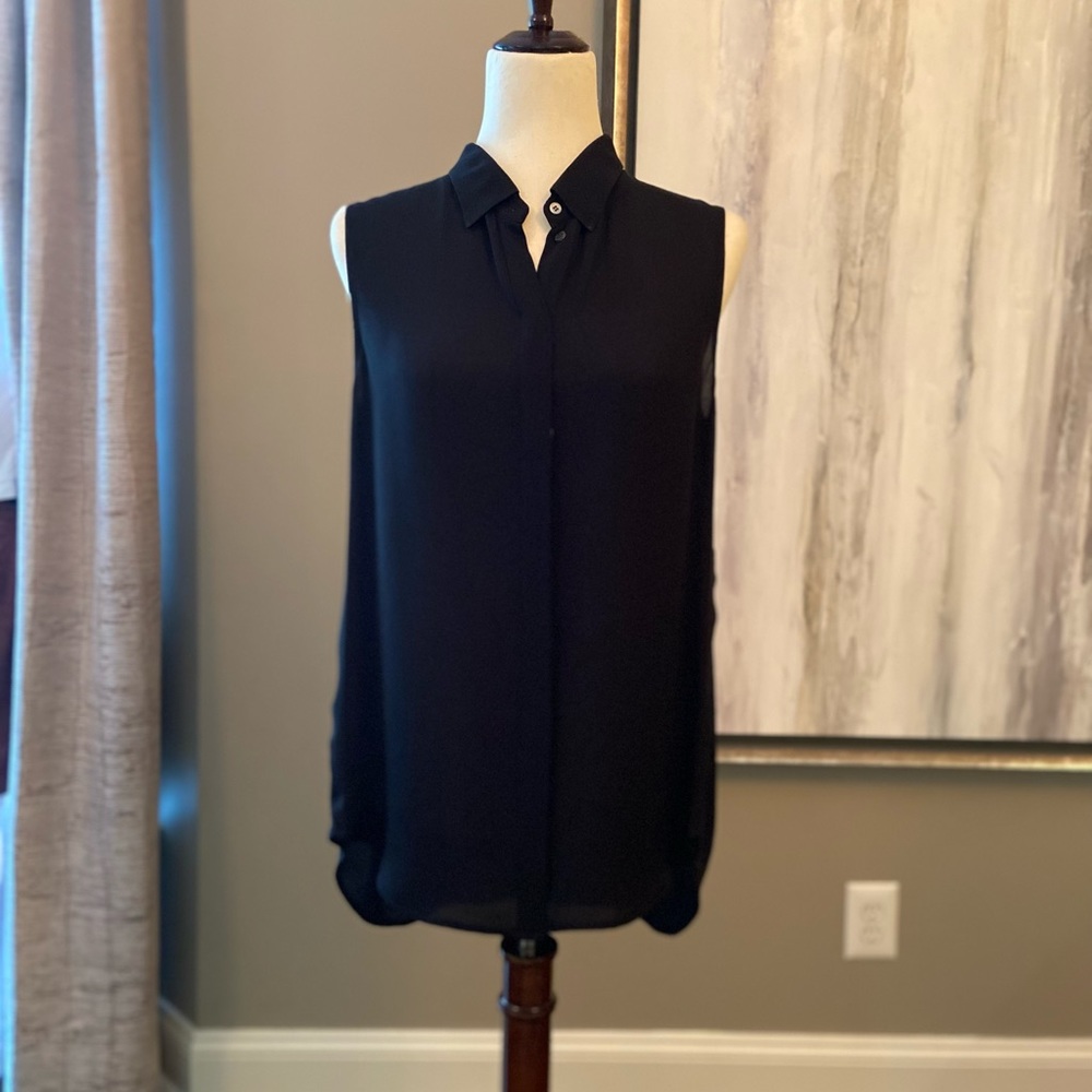JCrew sleeveless black silk top